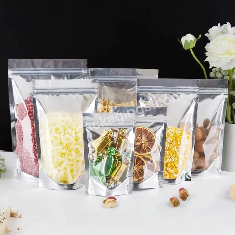 Hotsale Clear Stand Up Pouch With Zipper Fully Transparent Standup Bag For Food Storage Snack Coffee Bean