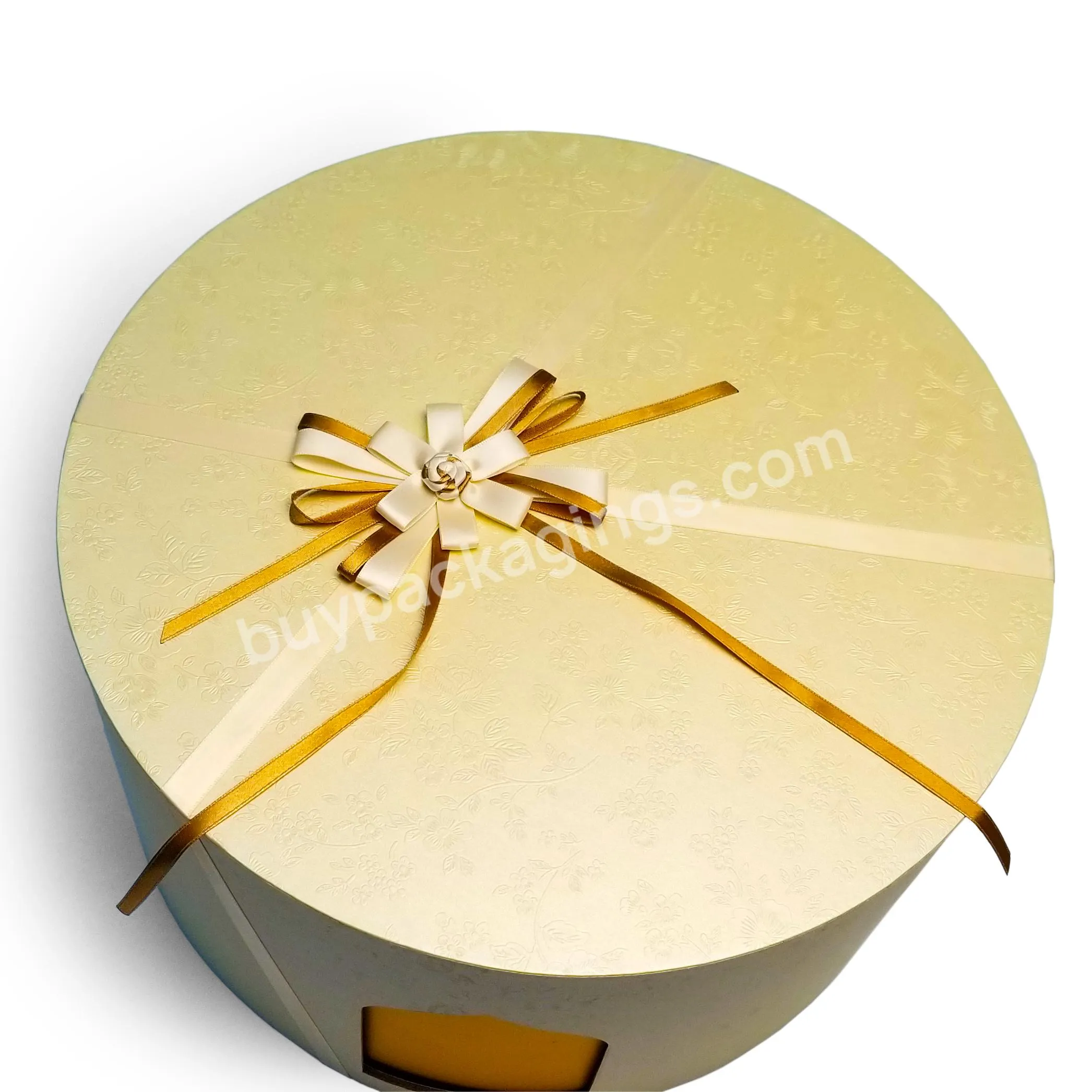 Huge round gift box double layers round shape gold cardboard hat box