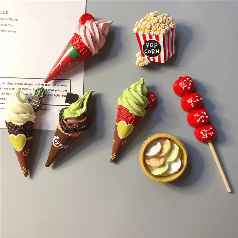 Ice Cream Cone 3D Resin Fridge Magnet Food Decorative Fridge Magnets