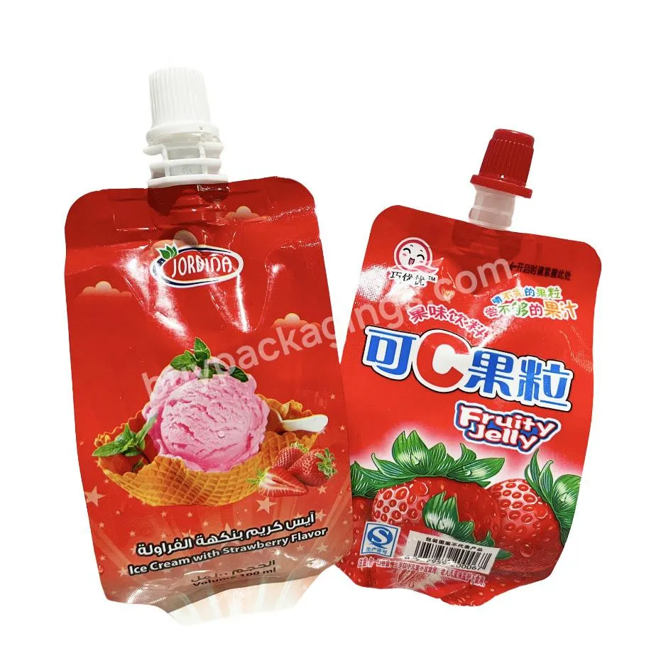 Ice Cream Fruit Jelly Side Gusset Spout Liquid Reclosable Juice Pouch Bag