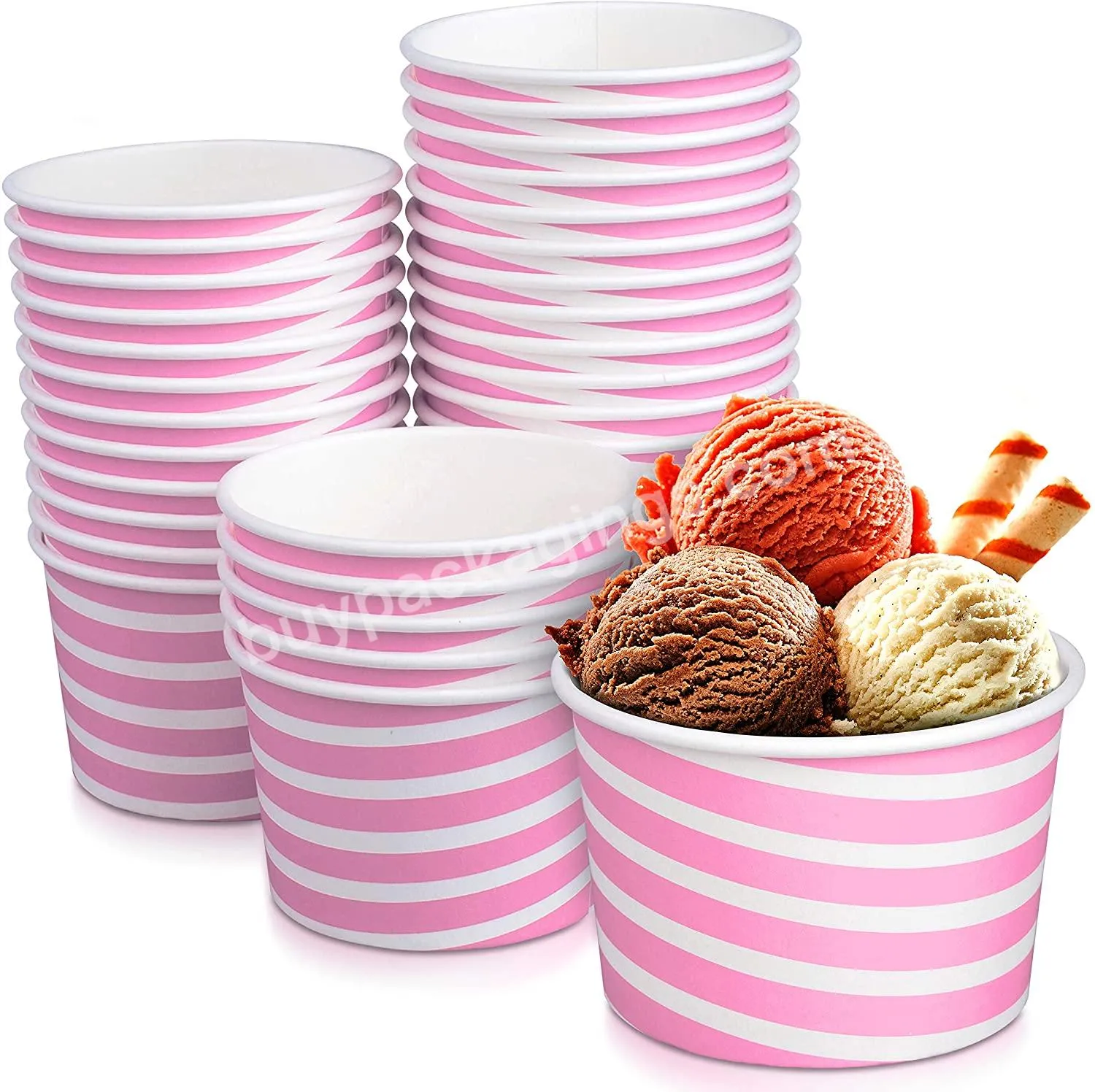 Ice Cream Sundae Cups - Paper Disposable Dessert Bowls And Party Supplies Cups Pink (pink Stripe) - Buy Paper Bowl,Ice Cream Sundae Cups,Disposable Soup Bowl.