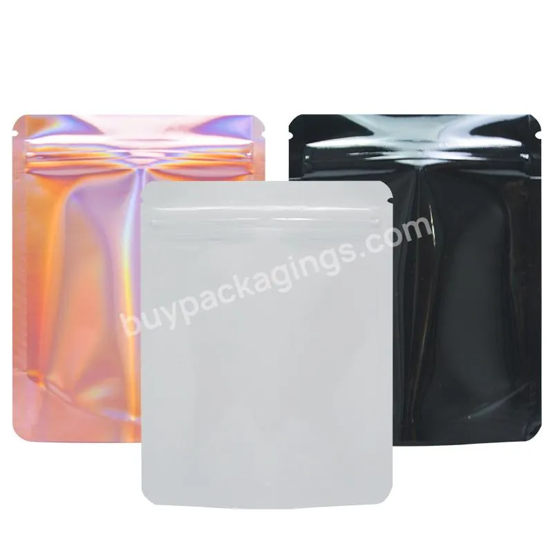 In Stock Hot Sell Custom Gravure Printed Logo Resealable Smell Proof Wholesale Zipper Bottom Transparent Hologram Stand Up Bag