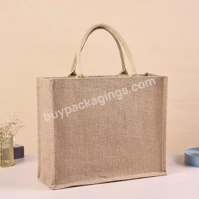 In Stock Jute Shopping Tote Oem Eco Friendly Blank Canvas Jute Burlap Tote Bags Strong Cotton Jute Bag