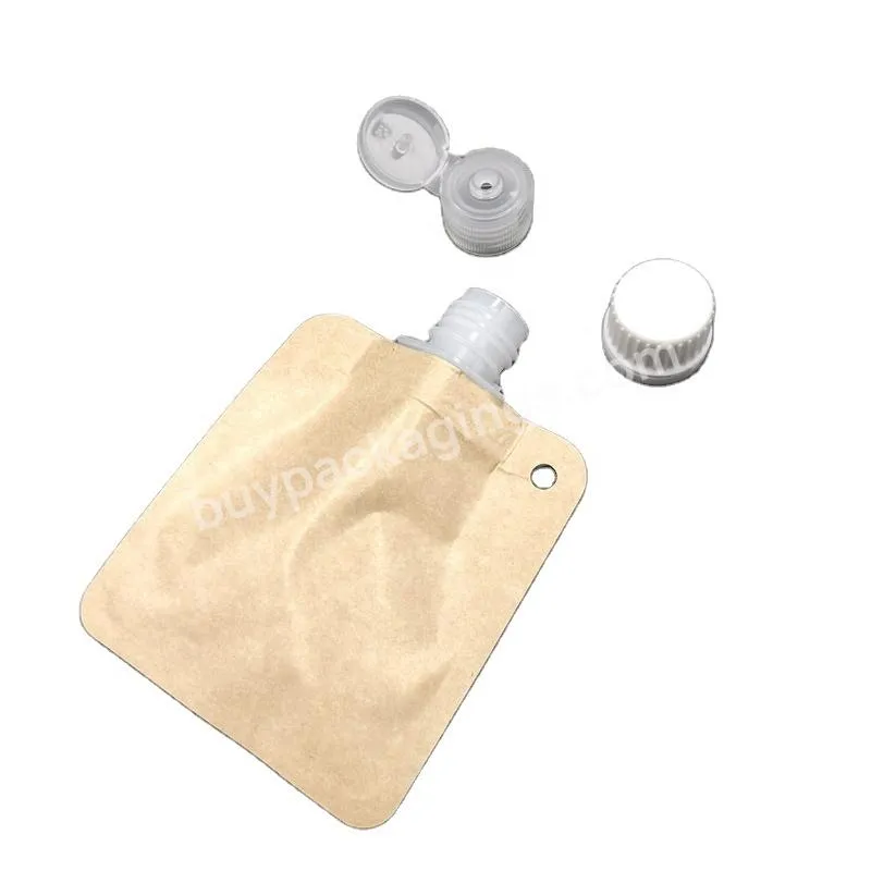 In Stock Kraft Paper Side Sealing Flat Spout Pouch Aluminum Foil Spout Bag With Flip Cap For 20g To 30ml - Buy Fruit And Vegetable Cleaning Agent Replacement Packaging Bag With Kraft Paper Outside For Sunscreen Cream 30ml,1.05 Oz Kraft Paper Spout Ba