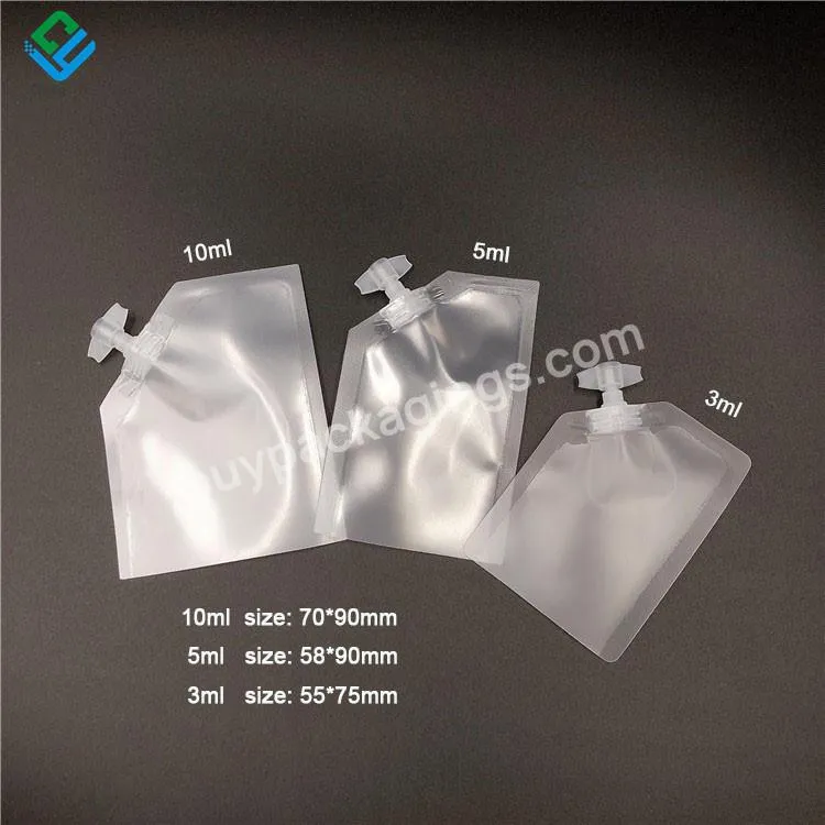 In Stock No Printing Plastic Bag 3ml 5ml 10ml 15ml Spout Pouch Pacakge For Trial Use Sample Liquid Face Wash