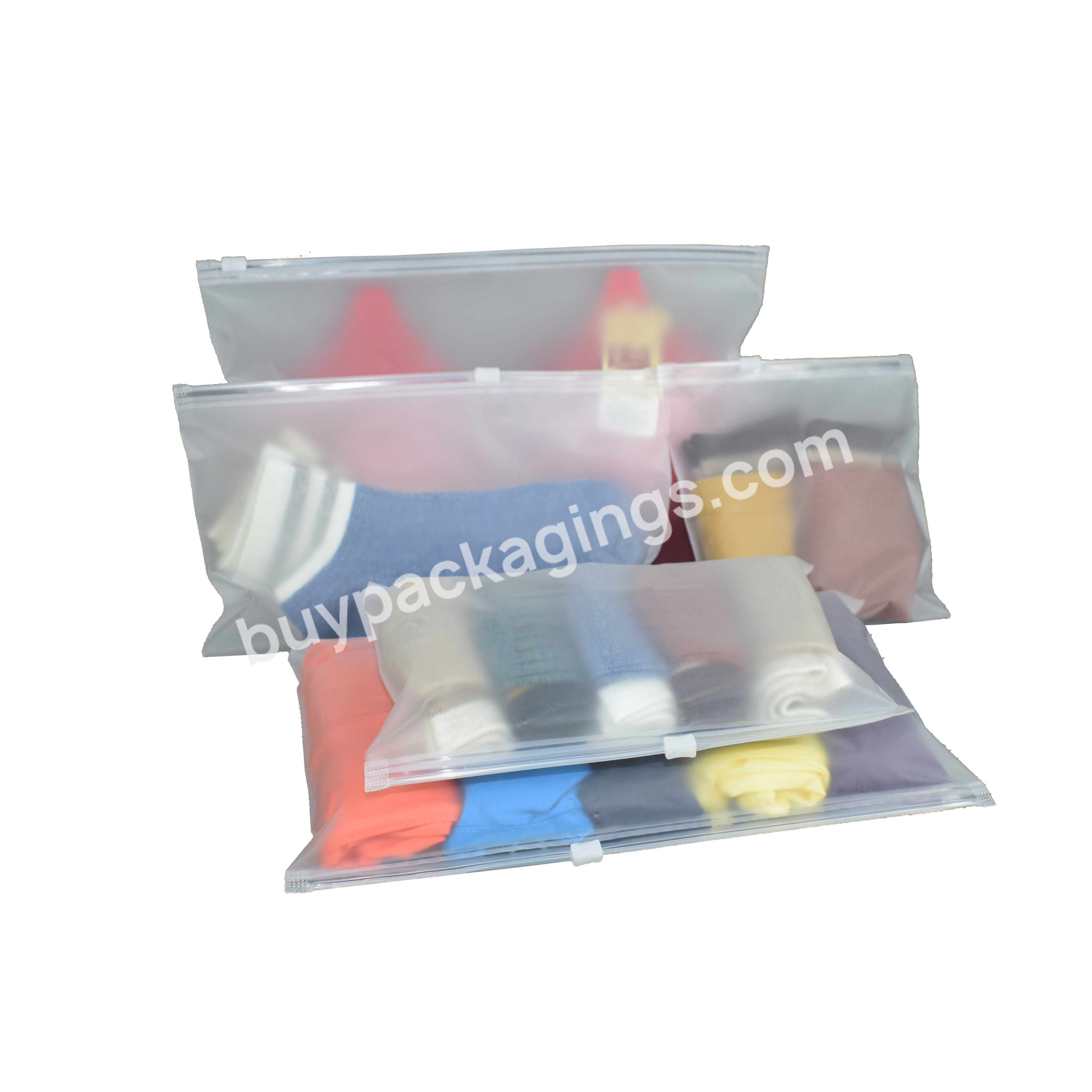 In Stock One Side Transparent One Side Frosted Bag Clear Plastic Bag With Zippe Clothing Packaging Bags Plastic Zip Lock