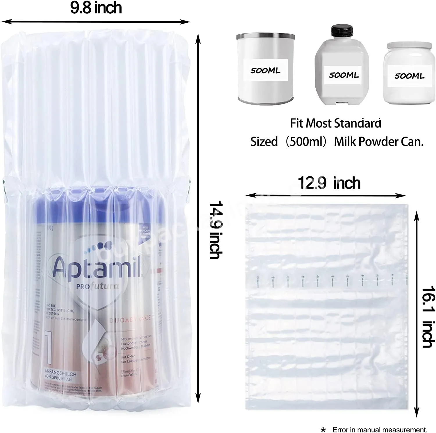 Inflatable Air Column Bag Air Bubble Package Bags For Milk Powder Can