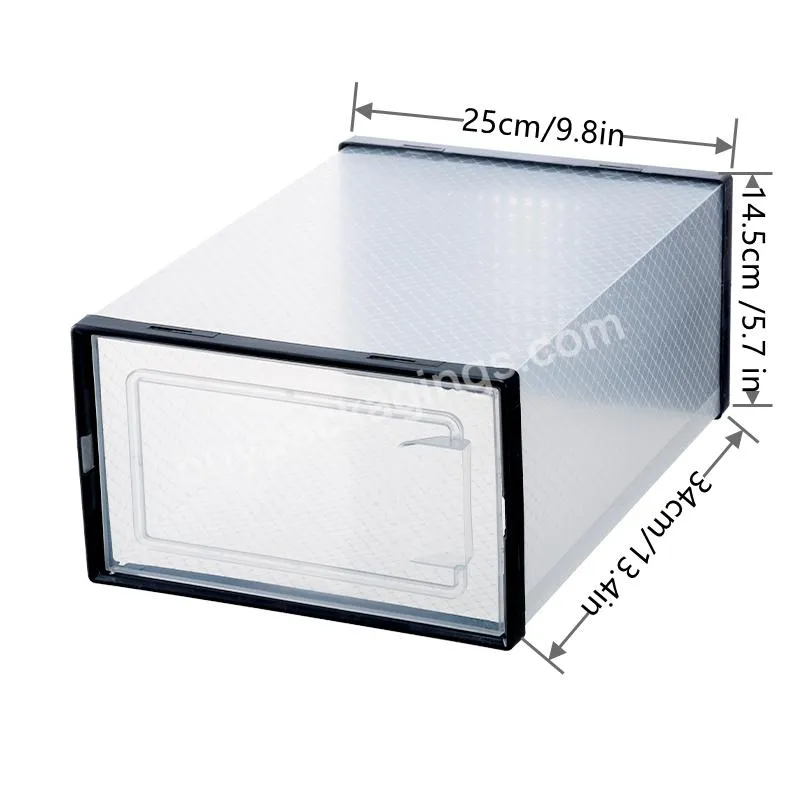 Ins Pop Thick PP Male Size foldable shoe box packaging transparent plastic shoe storage box