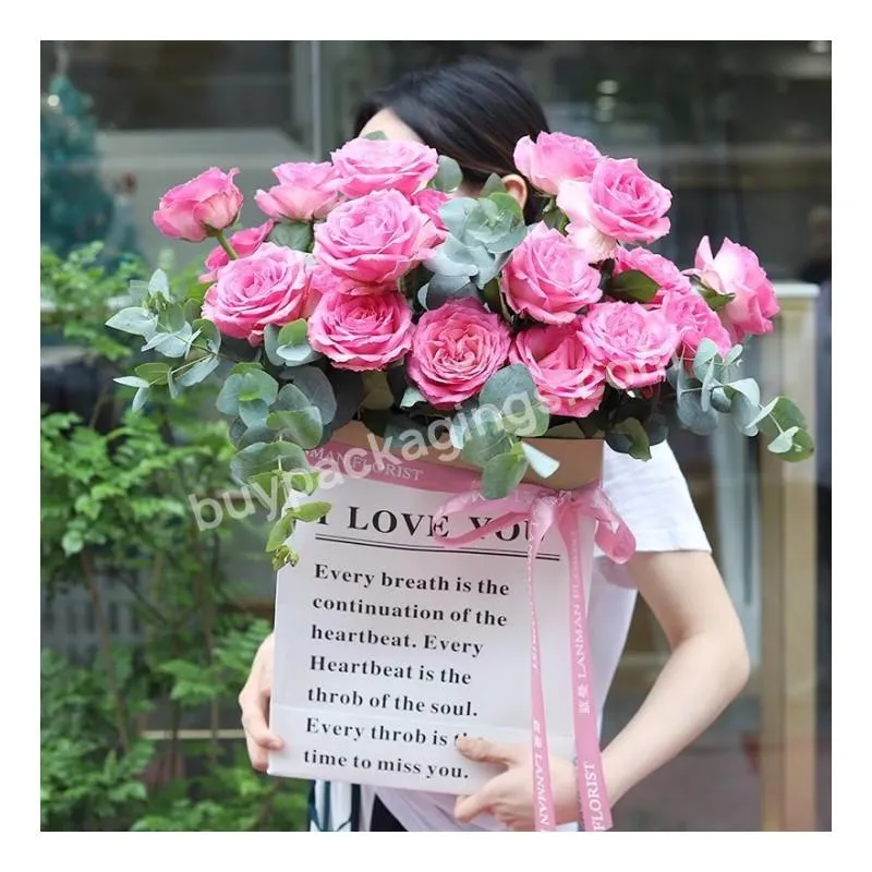 Jaywood High Quality Dried Flower Packaging Bag Ins Net Flower Hug Bag Portable Kraft Paper Bag Bouquet Interior Decoration