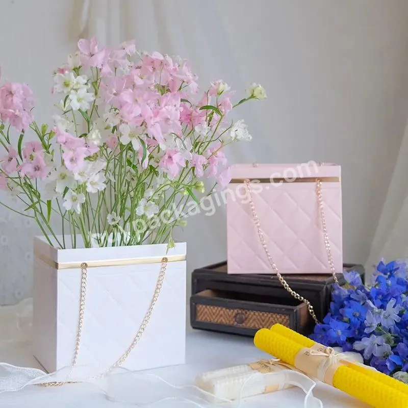 Jaywood New Flower Pink Gift Dried Luxury Paper Bag Bouquet Packaging Flower Window Bag