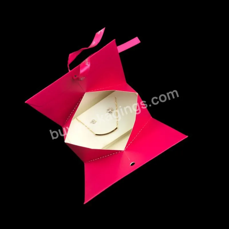 Joyero Caja De Embala Rose Red Pink Elegant Nice Fancy High Quality Special Triangle Not Regular Shape Earrings Ring Paper Box