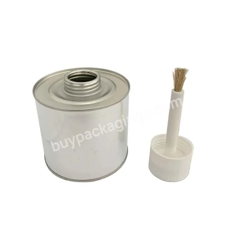 Jt High Quality 500g Empty Tin Can With Plastic Brush Lid For Glue Packaging