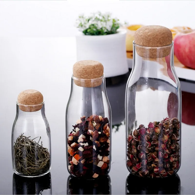 Juice Milk Tea Beverage Bottle High Boron Glass High Temperature Resistant Cork Bottle