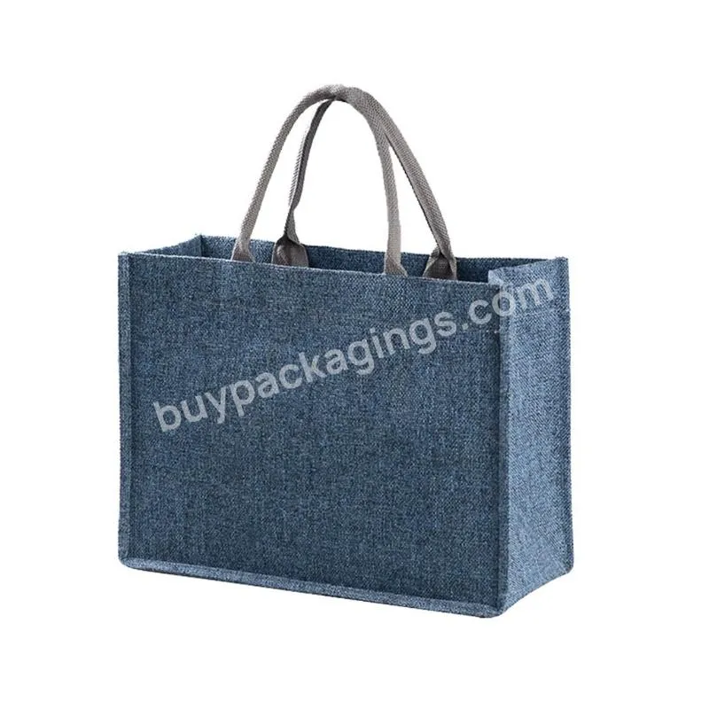 Jute Burlap Tote Large Reusable Grocery Bags With Handles Women Shopping Bag Beach Travel Storage Organizer