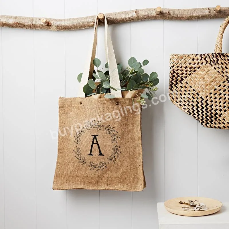 Jute Shopping Market Factory Tote Sustainable Foldable Packing T Shirt Eco Friendly Burlap Bag