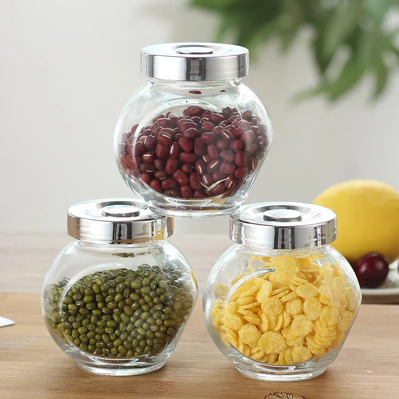 Kitchen Spice Pot Jar Seasoning Food Storage Glass Bottle With Iron Cap