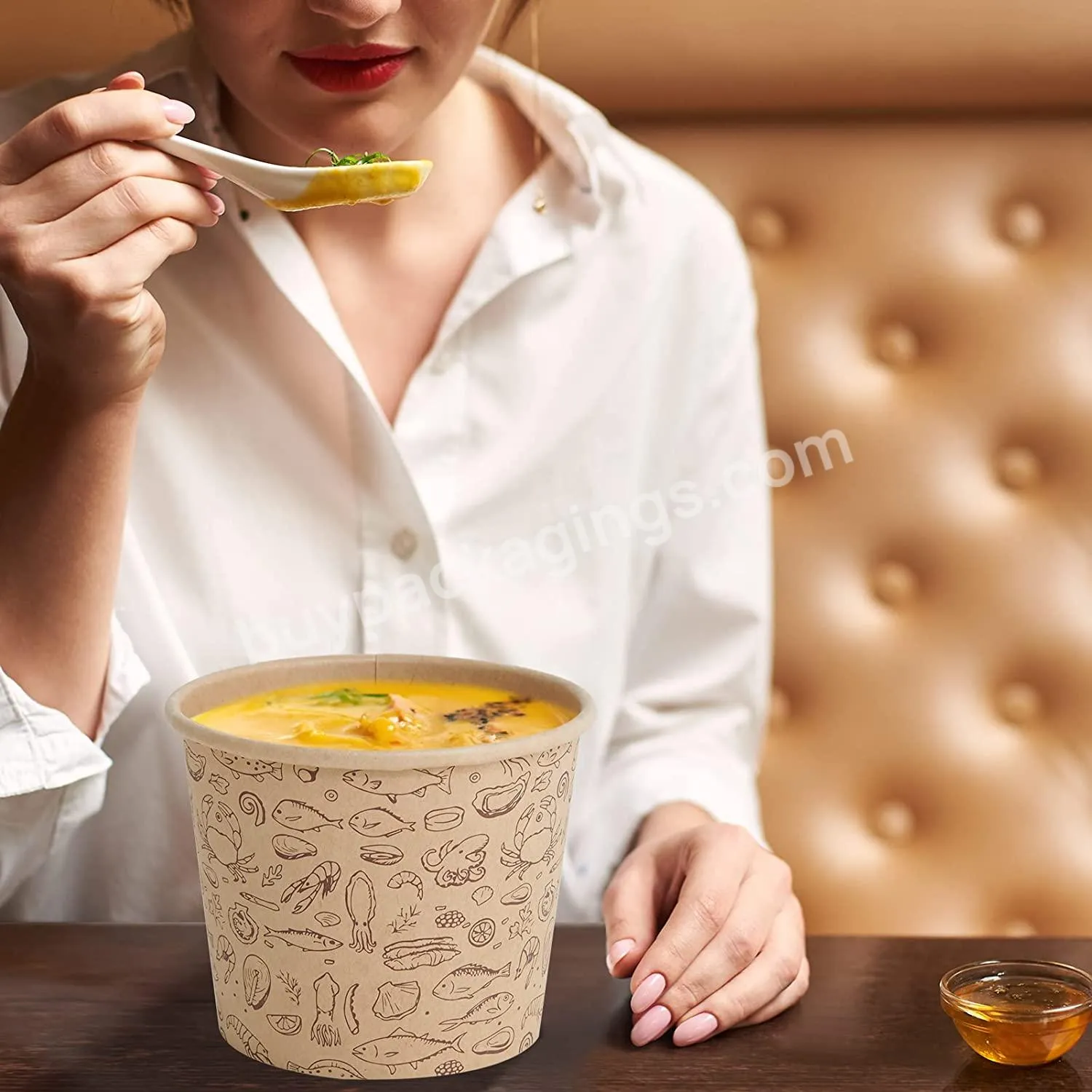 Kraft Paper Food Cups,Soup Containers Cups With Lids,Disposable Soup Bowls For Hot Soup For Storing Food - Buy Paper Bowl,Extra Large Salad Bowl,Disposable Soup Bowl.