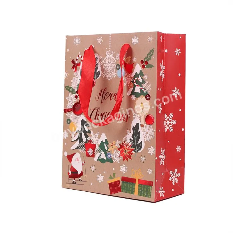 Kraft Paper Gift Bag Bread White Christmas Holiday Gift Elk Christmas Tree Package Bag