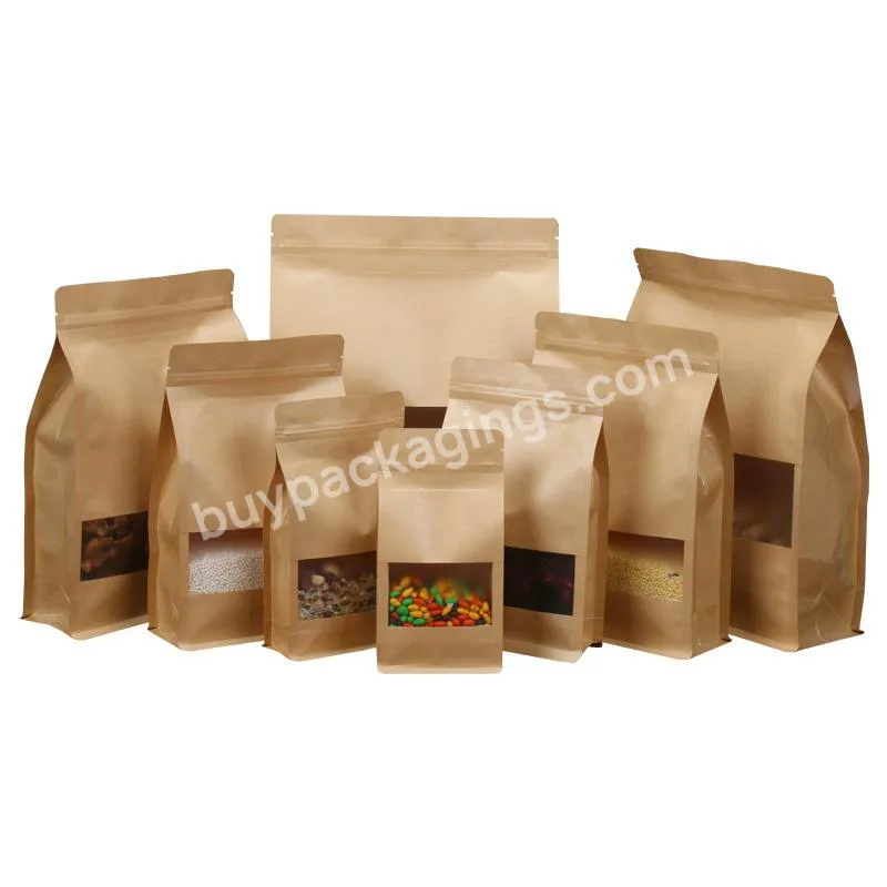 Kraft Paper Stand Up Kraft Paper Pouch Custom Printed Kraft Paper Flat Bottom Bag