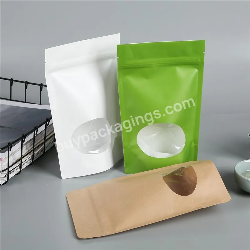 Kraft Stand Up Pouch China Suppliers Doypack Custom Design Food Grade Zipper Paper Printing Kraft Stand Up Bag With Window