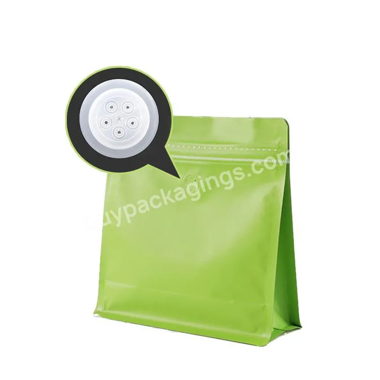 Laminated Stand Up Flat Bottom Eight Side Sealed Tea Coffee Packaging Bag With Valve