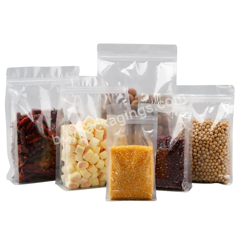Large Area Square Flat Bottom Eight-sided Sealed Bag Transparent Plastic Snack Dried Fruit Candy Food Packaging Storage Bag