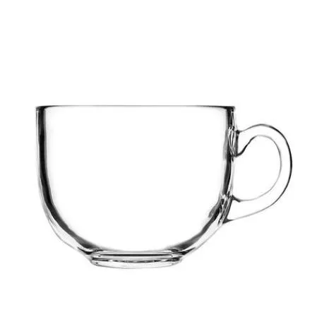 Large Capacity Glass Breakfast Milk Porridge Coffee Cup Household Two Kinds Of Colors Water Bowl With Handle