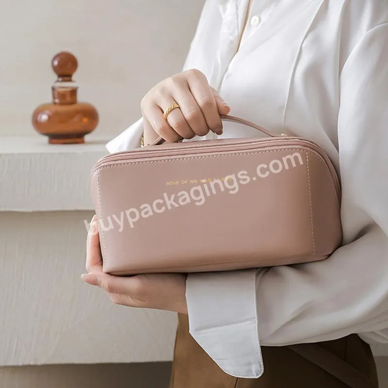 Large-capacity Makeup Bag Leather Cosmetic Bag Women Multifunction Toiletries Organizer Portable Travel Waterproof Storage Case