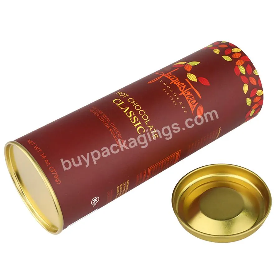 Large Eco Friendly Recycled Metal Lid Poster Cardboard Round Paper Tube Packaging Box