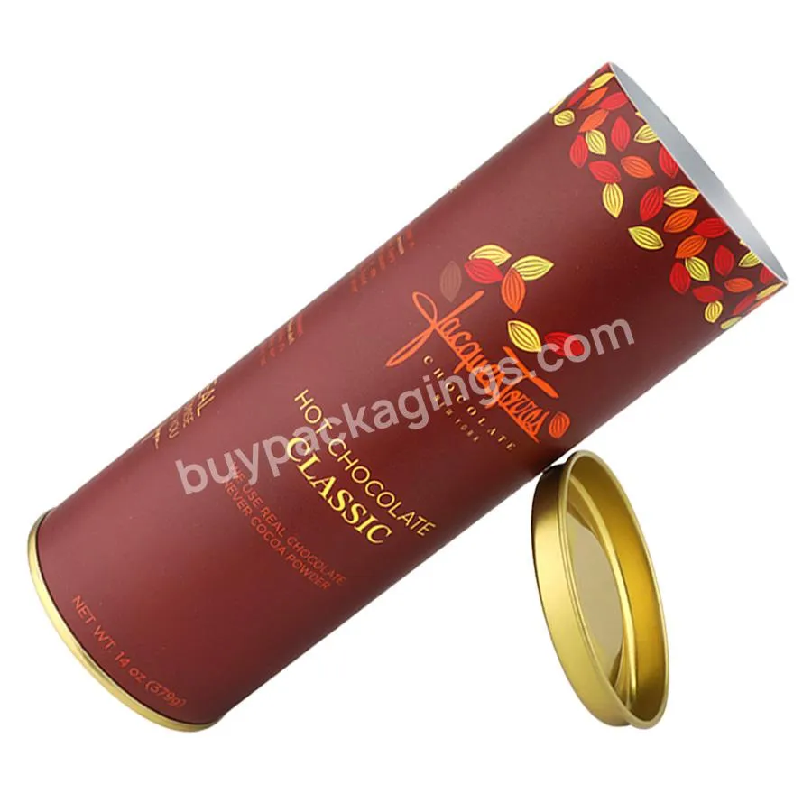 Large Eco Friendly Recycled Metal Lid Poster Cardboard Round Paper Tube Packaging Box