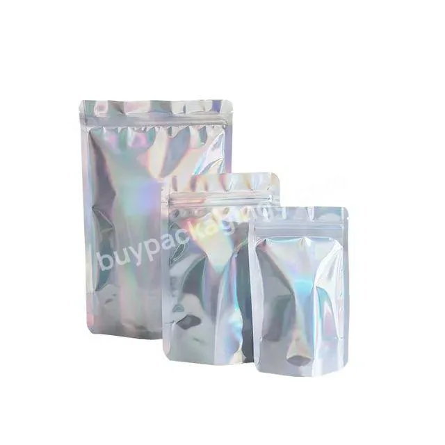 Laser Rainbow Yin And Yang Ziplock Stand Up Bag Translucent Flashing Magic Color Jewelry Packaging Bag