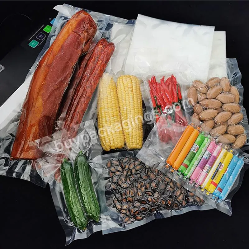Leak Proof Food Grade Laminated Transparent Nylon Fish Seafood Meat Print Food Plastic Packaging Heat Seal Vacuum Seal Bags