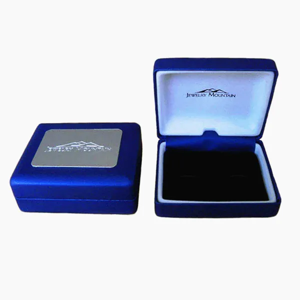 Leatherette Cufflink Box Metal With Metal Plate