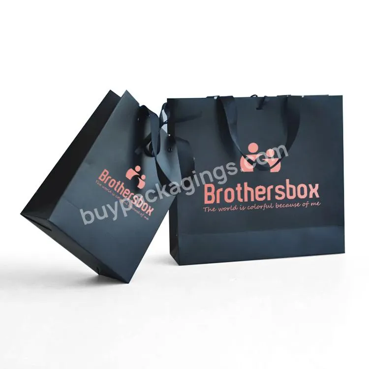 Logo Printed Luxury Grocery Paper Clothing Shopping Paper Bags For Clothes Shop