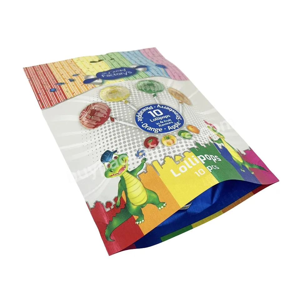 Lollipop Candy Bag Printed Custom Design Stand Up Zipper Pouch With Wire Drawing Material