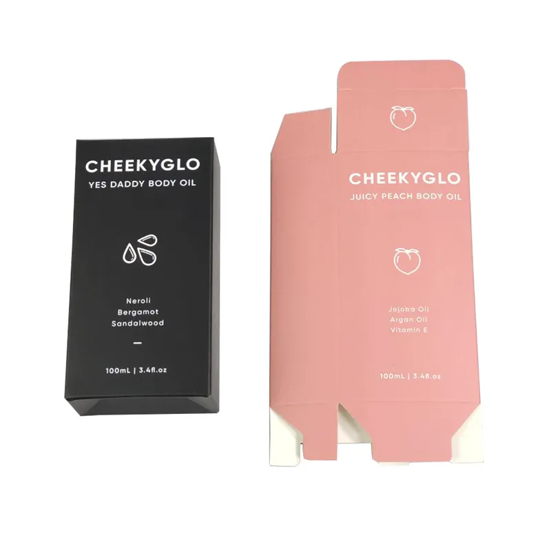 low cost 350g foldable personalized size and printing custom Paper Packaging baby oil essential oil bottle paper boxes