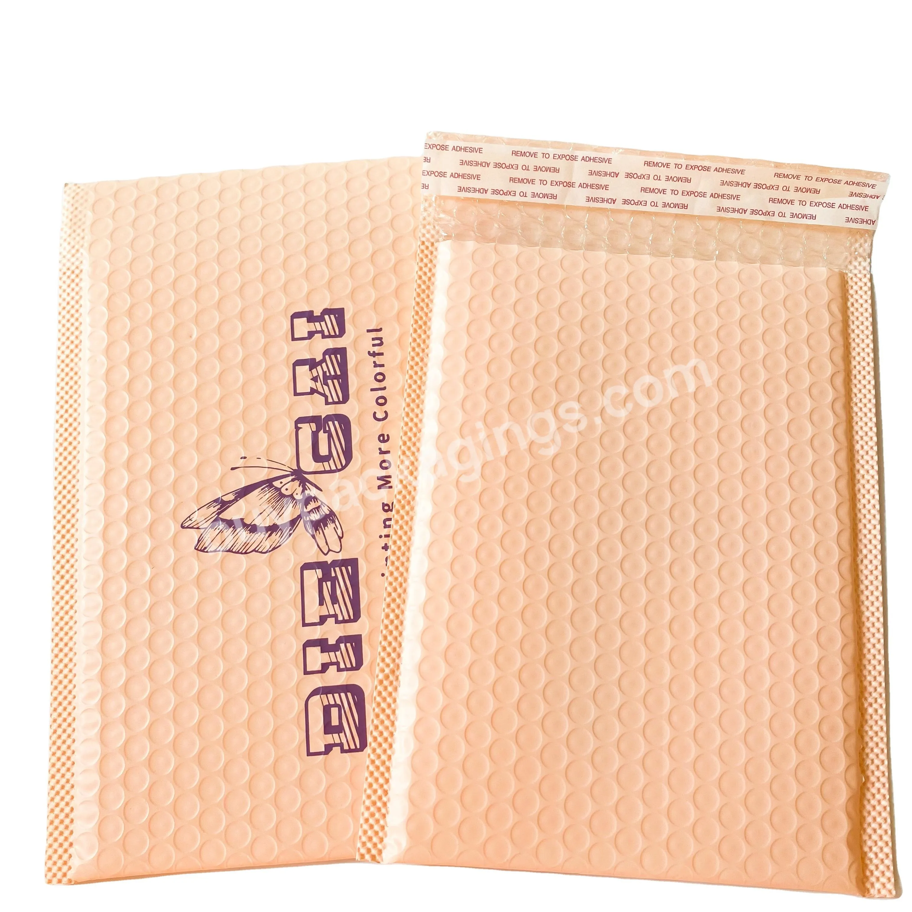 Low Moq Custom Nude Poly Mailers Bubble Bag Air Padded Envelopes Gift Shipping Packaging Courier Delivery Bags