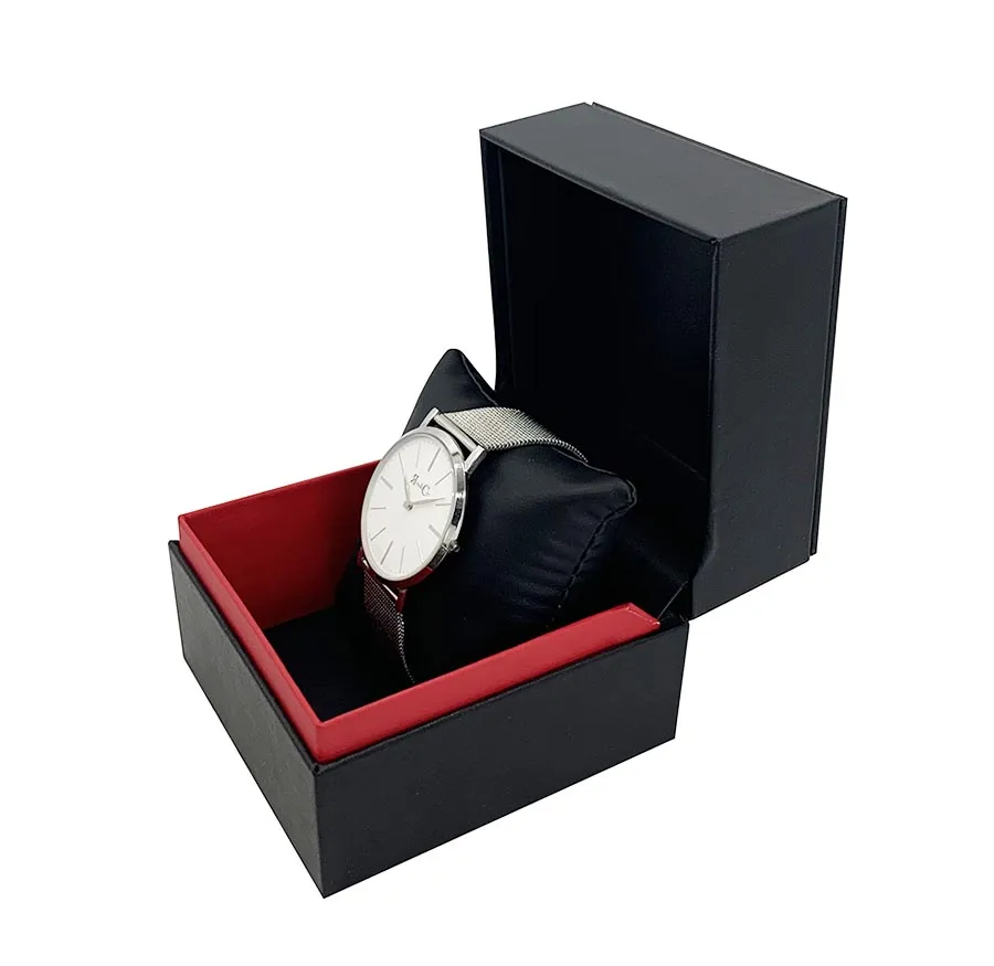 Luxury Black PU Leather Watch Gift Box With Lid