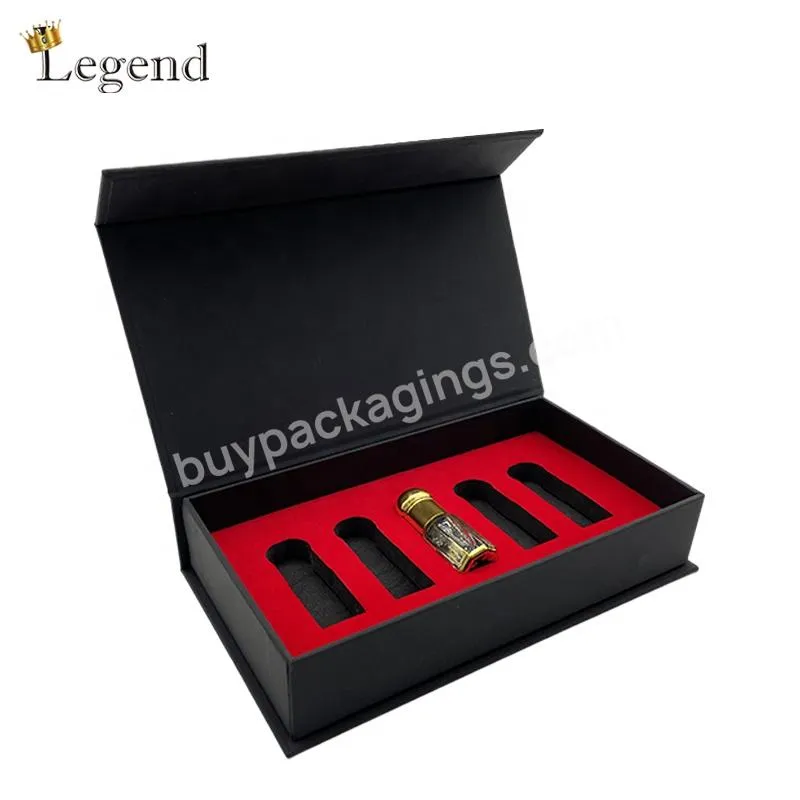 Luxury Black Soft Touch Paper Cardboard Material Magnet Essential Oil Bottle and Jar Packaging Gift Box Custom Magnetic Boxes