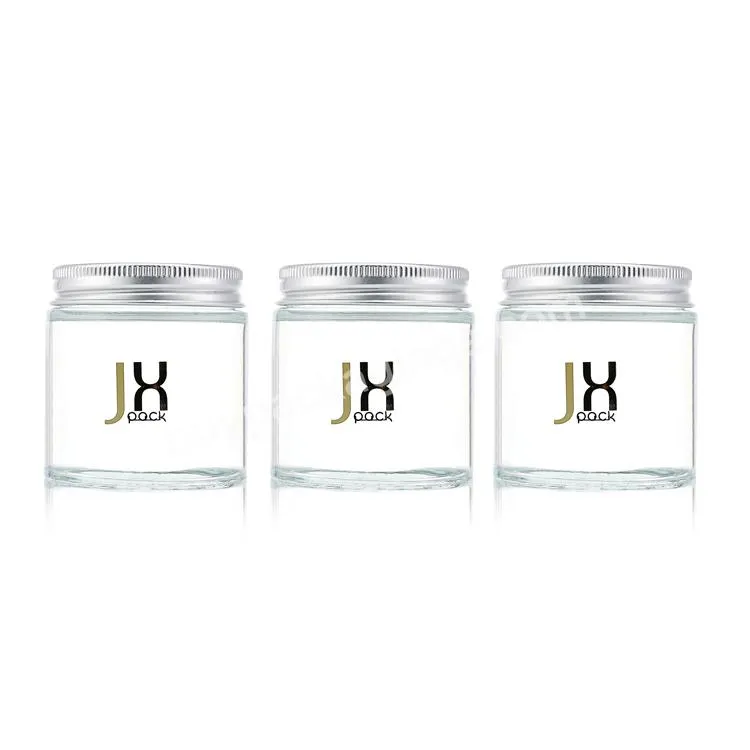 Luxury Clear Amber Brown Glass Jar Cookie Tea Packaging Food Grade Jar With Aluminum Lids Containers - Buy Tea Jar Packaging,Cookie Jar,Food Grade Jar With Lids.