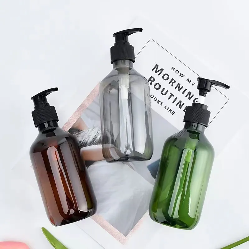 Luxury Clear Plastic Bottle Amber Shampoo Bottle PET Material 120ml 250ml 500m