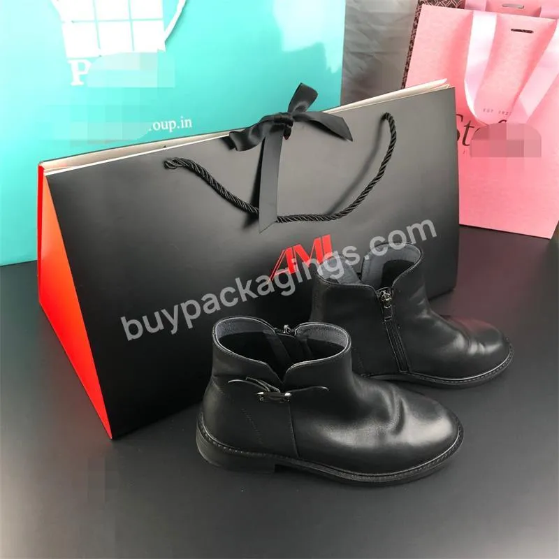 Luxury Custom Dance Sport Shoes Boots Fashion Lady Baby Clothing Folding Gift Packaging Box And Carry Bag With Ribbon Tie