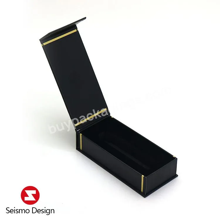 Luxury Custom Design Small Black Paper Box Magnetic Flip Cosmetics Lip Gloss Beauty Gift Packaging Boxes With Insert