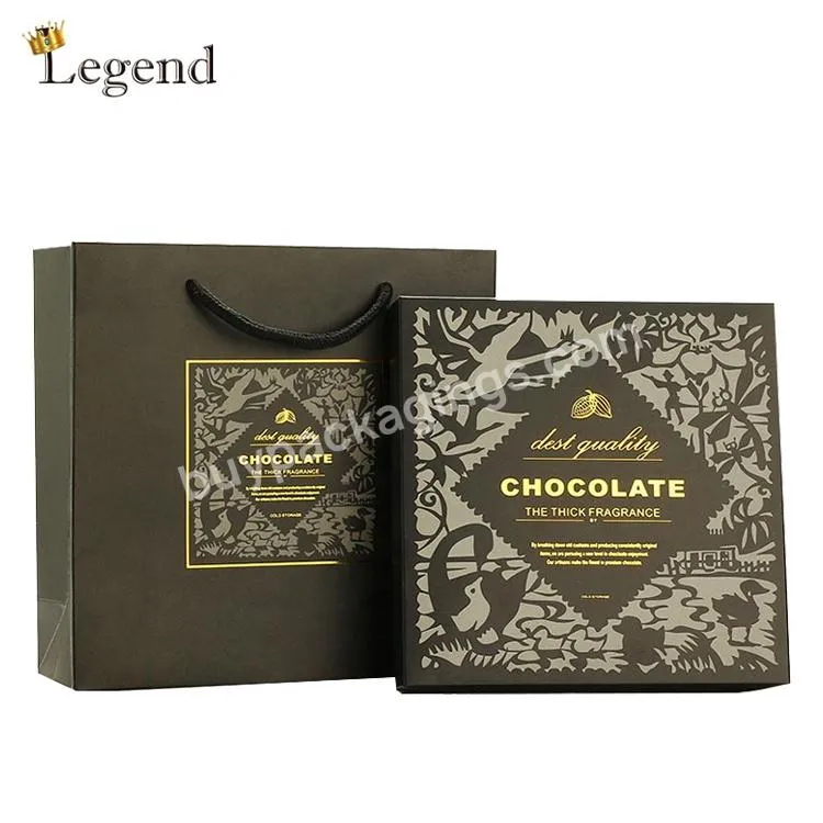 Luxury Custom Logo Gold Foil Square Shape 6pcs 9pcs 12 pcs 16pcs Chocolates Candy Packaging Fancy Paper Box for Chocolate