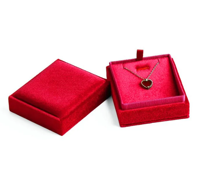 Luxury Custom Logo Velour Jewelry Packaging Box Jewelry Showcase Box Velvet Boxes for Jewelry Packing