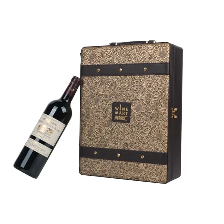 Luxury Custom Red Wine Packaging Two Glass Bottle Paper Cardboard Wine Gift Box