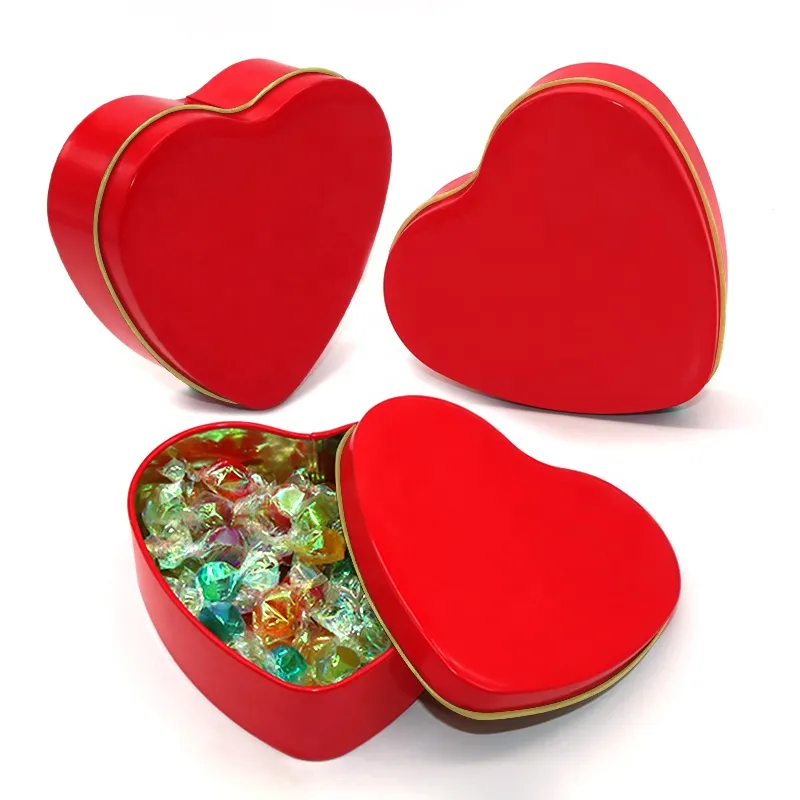 Luxury Design Heart Shape Food Tin Containers Biscuit Cookie Storage Cake Tin Box Metal Tinplate Cases