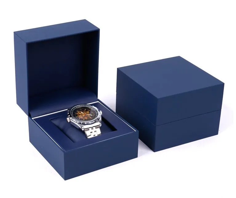 Luxury Design High Quality Custom Logo Blue Leather Genuine Leather Watch Box  Watch Set Box Luxury Buy watch box