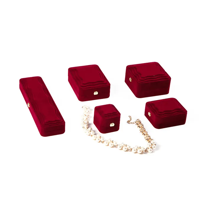 Luxury elegant Red ring Gift Boxes Velvet Jewelry Case Storage