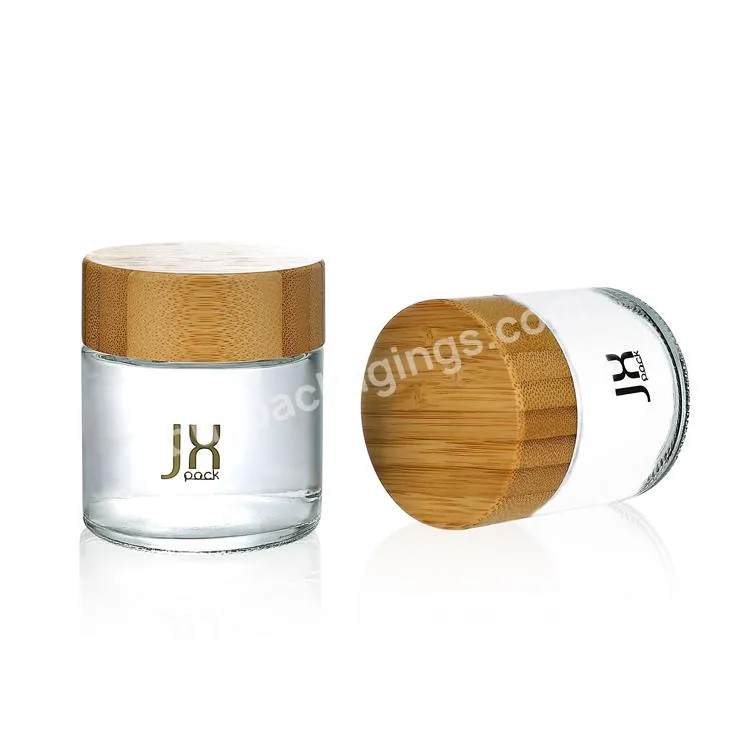 Luxury Empty Clear Glass Jar Storage Dry Flower Wide Mouth Jar Child Proof Glass Container With Bamboo Lid - Buy Luxury Empty Clear Glass Jar Storage Dry Flower Wide Mouth Jar Child Proof Glass Container With Bamboo Lid,Luxury Empty Clear Glass Jar S